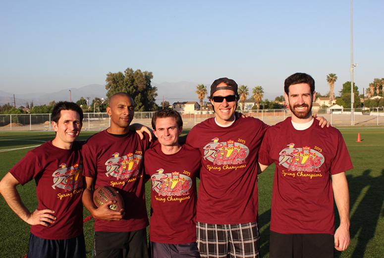 group shot of a mens flag football team
