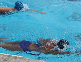 people swimming in the pool