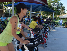 Cycling at annual Senior Triathlon