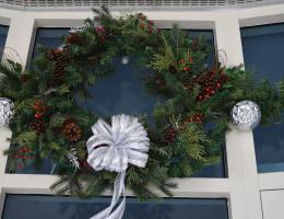 Holiday wreath at Drayson Center